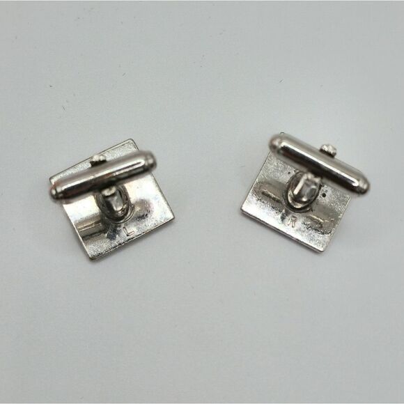 Mens Vintage Silver etched square cufflinks - Picture 4 of 4